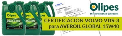 AVEROIL 15W40 GLOBAL d’OLIPES reçoit l'homologation de Volvo