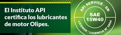 O Instituto Americano do Petróleo (API) certifica a qualidade dos lubrificantes para motores da Olipes