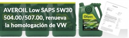 Volkswagen approves the certification of OLIPES AVEROIL LOW SAPS 5W30 504/507