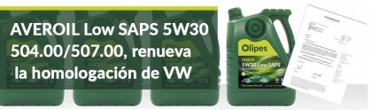 O AVEROIL LOW SAPS 5W30 504/507 da OLIPES renova a homologação da Volkswagen