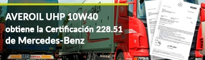 O AVEROIL UHP 10W40 obtém a Certificação 228.51 da Mercedes-Benz